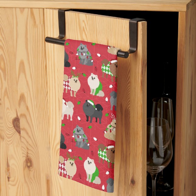 Linge De Cuisine Poméraniens de Noël (Pliage en tiers)