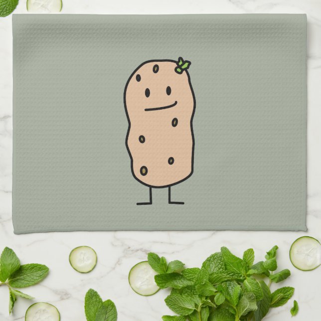 Linge De Cuisine Pomme de terre de sourire mignonne heureuse (Plié)