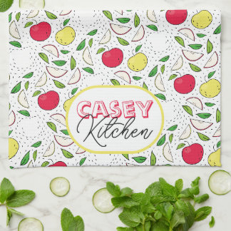 Linge De Cuisine Pomme Rouge Jaune Vert Fruit Graphique Art Moderne