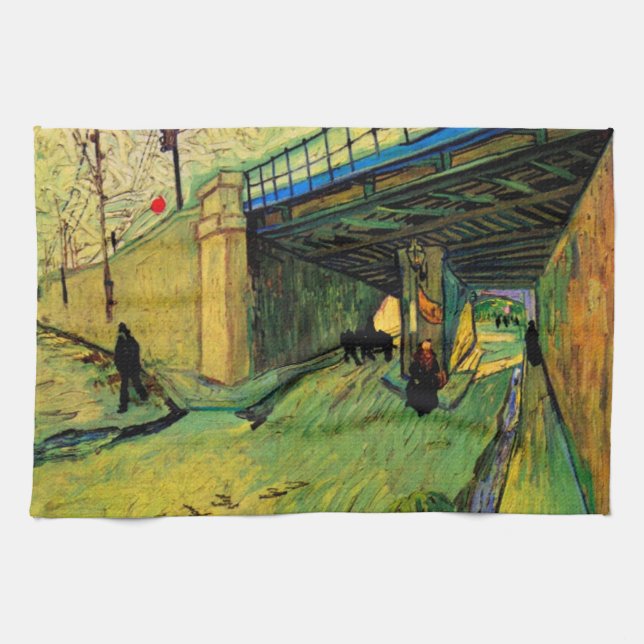 Linge De Cuisine Pont ferroviaire sur Montmajour par Vincent van Go (Horizontal)