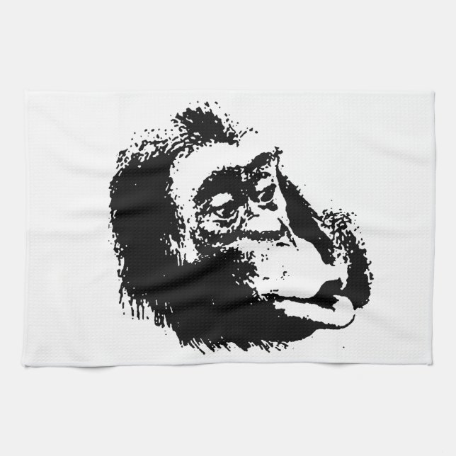 Linge De Cuisine Pop Art drôle Chimpanzé (Horizontal)