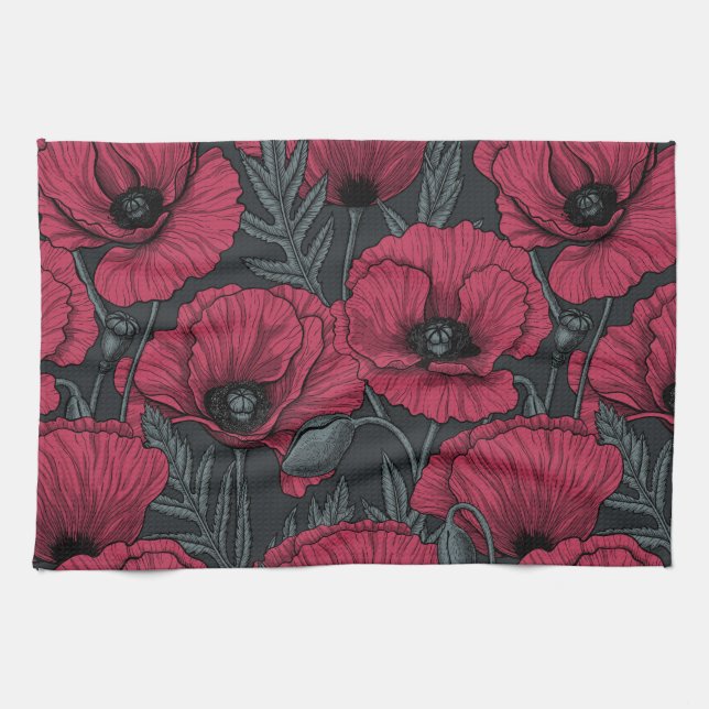 Linge De Cuisine Poppies à Viva Magenta (Horizontal)