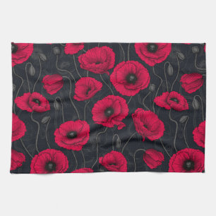 Linge De Cuisine Poppies rouges