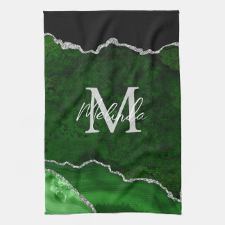 Linge De Cuisine Porte en marbre vert et argent