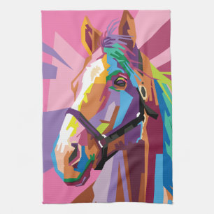 Linge De Cuisine Portrait coloré de Pop Art Horse