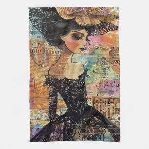 Linge De Cuisine Portrait d'art en collage multimédia (4)