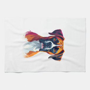 Linge De Cuisine Portrait de Boxer Vintage Éclaboussure de Couleur