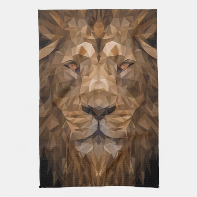 Linge De Cuisine Portrait de lion géométrique (Vertical)