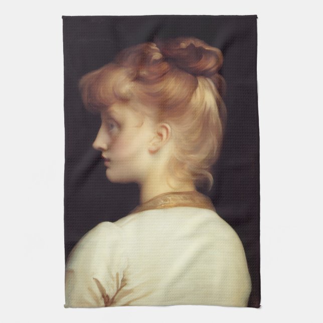 Linge De Cuisine Portrait féminin de Behind (par Frederic Leighton) (Vertical)