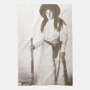 Linge De Cuisine Portrait photo d'une cowgirl tenant un fusil, c191