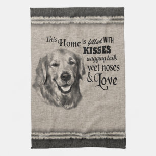 Linge De Cuisine Portrait vintage Golden Retriever