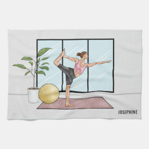 Linge De Cuisine Pose de Danseur Yoga Natarajasana Nom Personnalisé