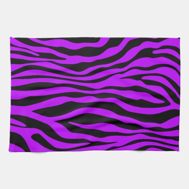Linge De Cuisine Poster de animal de rayures de zèbre violet électr (Horizontal)