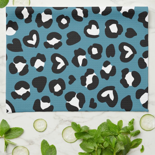 Linge De Cuisine Poster de animal, Léopard Bleu, Zones de Cheetah,  (Plié)