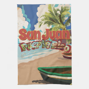 Linge De Cuisine Poster du Vintage voyage de San Juan Porto Rico