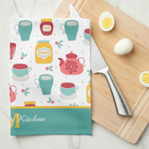 Linge De Cuisine Pot de café, Confiture, Motif de miel Monogramme