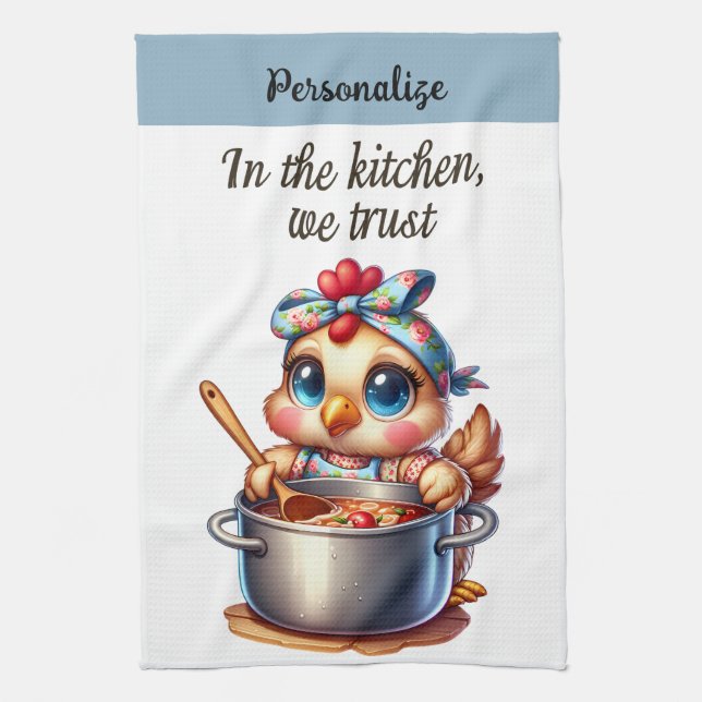 Linge De Cuisine Pot de Cuisine de poulet mignonne sur le cuisinier (Vertical)