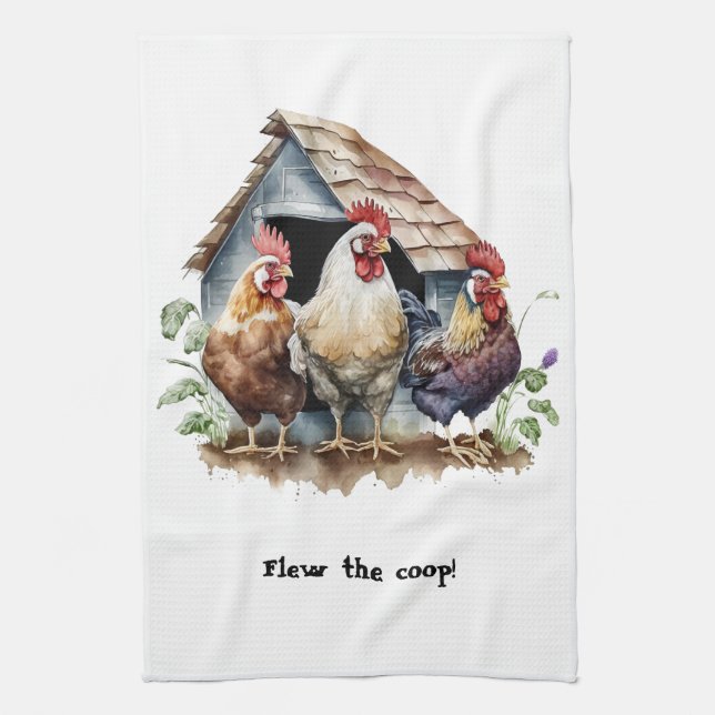 Linge De Cuisine Poulets et coq (Vertical)