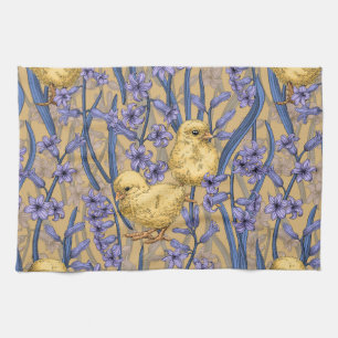 Linge De Cuisine Poulets et hyacinthes jaunes