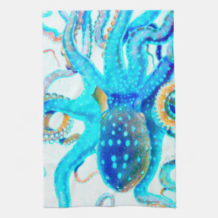 Linge De Cuisine Poulpe coloré bleu