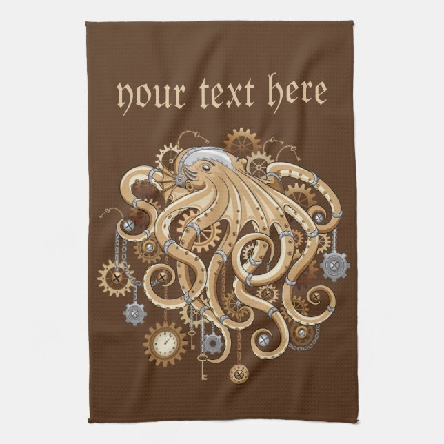 Linge De Cuisine Poulpe Steampunk Rétro Fantastique Mécanique (Vertical)