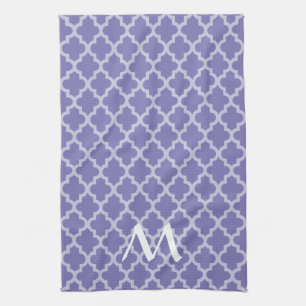 Linge De Cuisine Pourpre Marocain Moods Quatrefoil avec initial