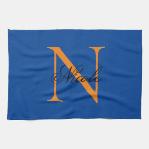 Linge De Cuisine Premier monogramme manuscrit propre nom Deep Blue
