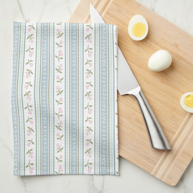 Linge De Cuisine Preppy Floral Stripe Kitchen Towel (Quart Plié)