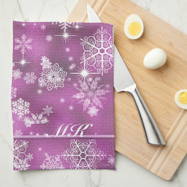 Linge De Cuisine Prettiest Snowflakes Motif Orchid rose ID846 (Quart Plié)