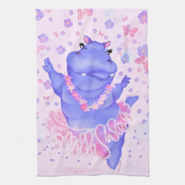 Linge De Cuisine Prima Ballerina Hippo - Ajouter Votre Nom / Texte (Vertical)