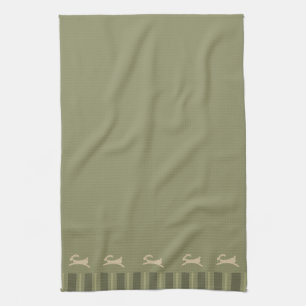 Linge De Cuisine Primitif Lapin de Pâques Vert olive