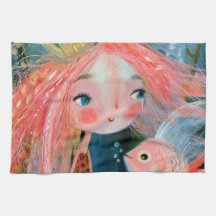 Princesse Sirène Avec Ami Poisson Rose