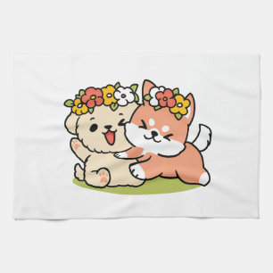 Linge De Cuisine Printemps dans la laideur - Illustration de chien 