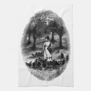 Linge De Cuisine Producteur vintage de poulet au Jardin