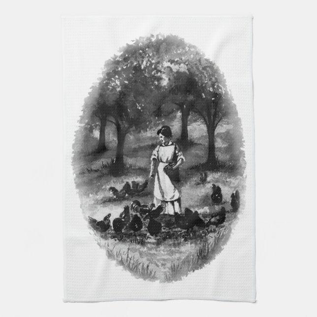 Linge De Cuisine Producteur vintage de poulet au Jardin (Vertical)