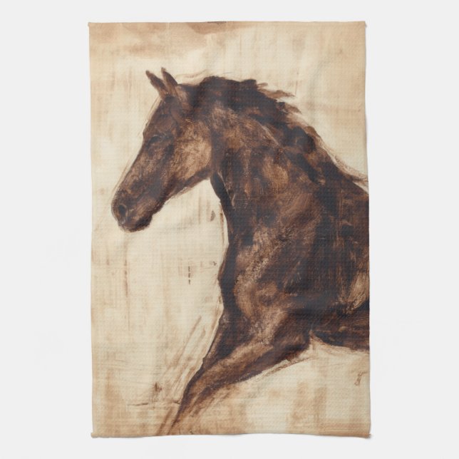 Linge De Cuisine Profil du cheval sauvage Brown (Vertical)