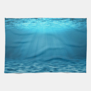 Linge De Cuisine Profondeurs Océaniques Bleues Sous-Marines avec Ra