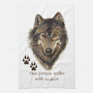 Linge De Cuisine Promenades avec la citation de loup de loups