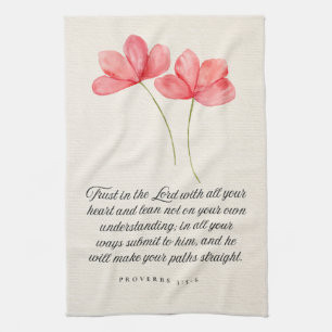 Linge De Cuisine Proverbes 3:5–6 Fleurs roses Confiance dans le Sei