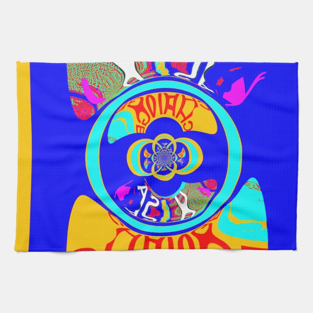 Linge De Cuisine Psychedelic Groove : Pop Art Énergie Abstraite (Horizontal)