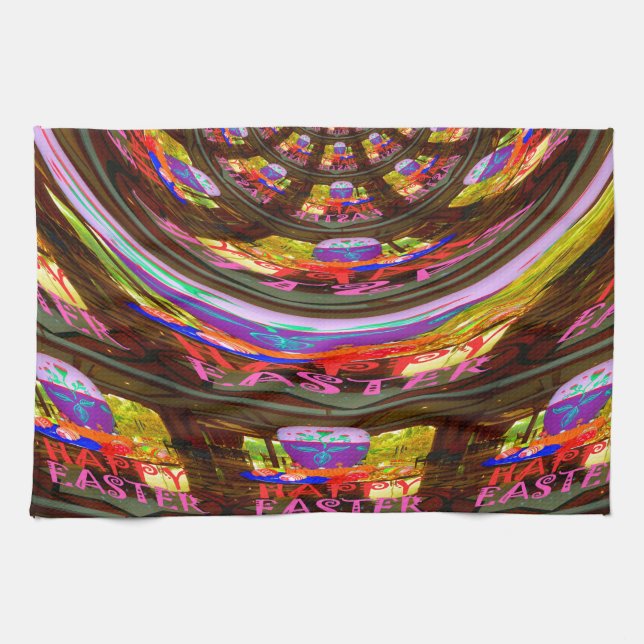 Linge De Cuisine Psychédélique Pâques Kaleidoscope Art (Horizontal)