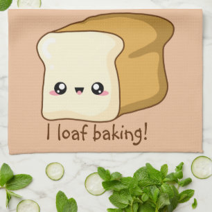 Linge De Cuisine Punny je vous aime, pain kawaii
