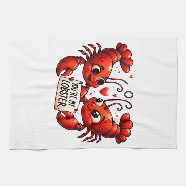 Linge De Cuisine Puns d'amour du homard (Horizontal)