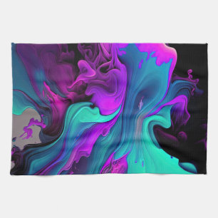 Linge De Cuisine Purple Aqua Turquoise Belle Flûte Abstraite