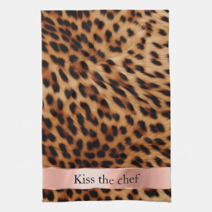 Linge De Cuisine Quote de ruban rose Rose animal léopard