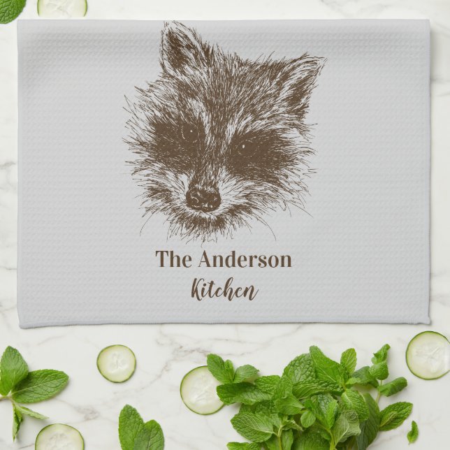 Linge De Cuisine Raccoon Woodland Création dessin personnalisé (Plié)