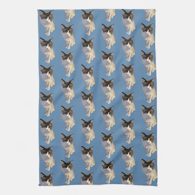 Linge De Cuisine Ragdoll cat, Dusty Blue (Vertical)