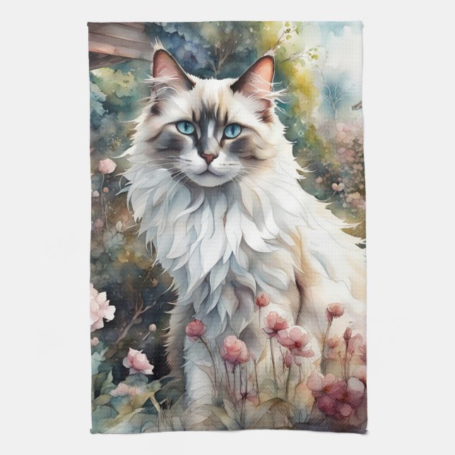 Linge De Cuisine Ragdoll Chat en anglais Garden (Vertical)