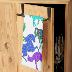 Linge De Cuisine Rainbow Horses - "Dotty about Horses !"