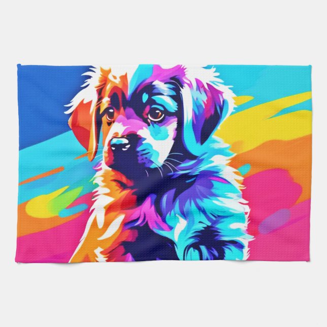 Linge De Cuisine Rainbow Hug Dog Art (Horizontal)